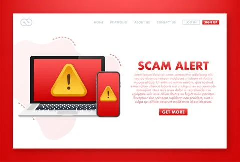Scam alert. Hacker attack and web security vector concept, phishing scam Stock Illustration