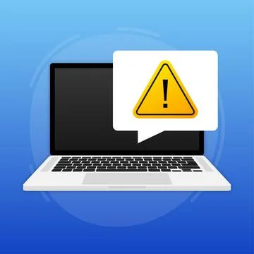Scam alert message on laptop screen. Phishing scam. Danger risk note. Vector 스톡 일러스트