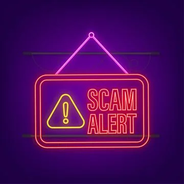 Scam alert neon. Hacker attack and web security vector concept, phishing scam 스톡 일러스트