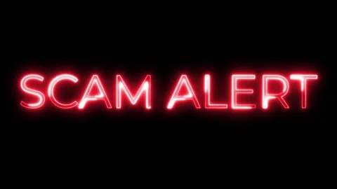 Scam Alert Neon Text Animation | Warning Sign Motion Graphic Stock Footage 320819506