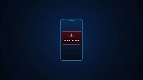 Scam alert notification flashing on a glowing smartphone screen. 4K 스톡 동영상 343265457