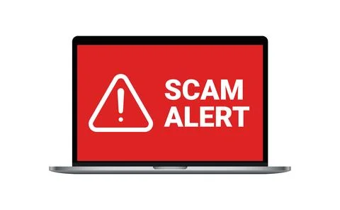 Scam alert sign or message on laptop Stock Illustration