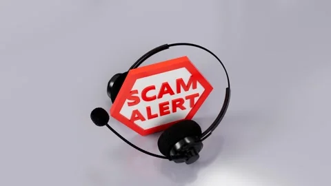 Scam Alert Sign Surrounded By Call Center Headset 库存影片 332748536