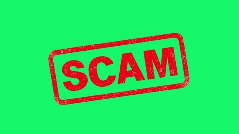 Scam Alert Stamp – Bold Red Warning on Green Background Stock Footage 325480854