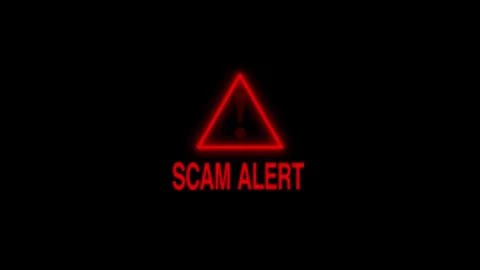 Scam alert symbol, showing digital scam fraud alert and spam alert risk template Stock Footage 320057457