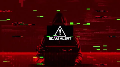 Scam Alert Warning text on no signal background Video stock 317026066