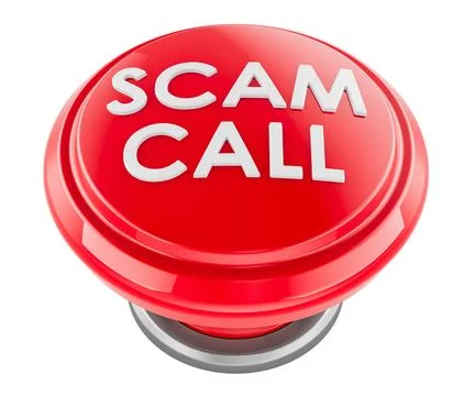 Scam Call, red emergency button. 3D rendering Stock Illustration