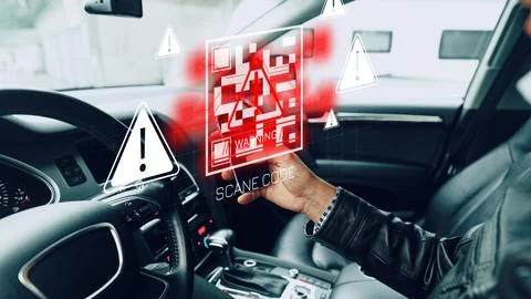 Scam call sms message alert in a car interior during daytime Stock Photos