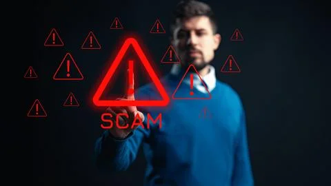 Scam call sms message alerts individuals about potential fraud and deception Stock Photos