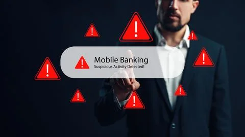 Scam call sms message alerts users about suspicious banking activity detected Stock Photos