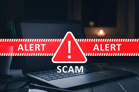 Scam call sms message warning sent to users to prevent fraud and protect Stock Photos