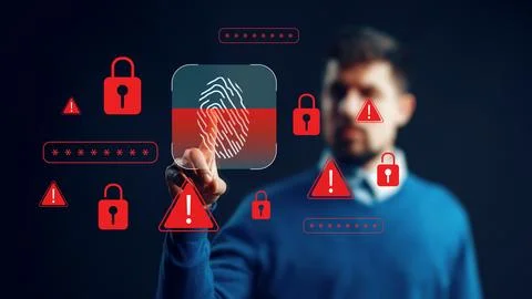 Scam call sms message warning displayed on a digital screen with security Stock Photos