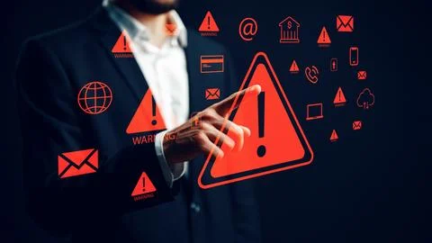 Scam call sms message warning alerts for phone users that seek to prevent fraud Stock Photos
