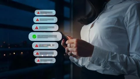 Scam call text message displayed on a smartphone screen at night Stock Photos