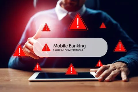 Scam call text message warns users about suspicious banking activity on mobile Stock Photos