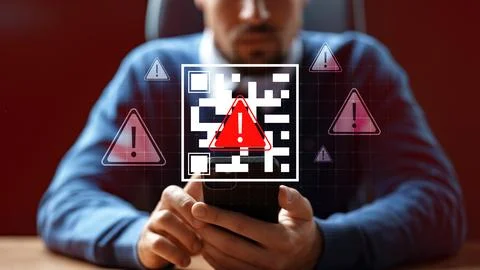 Scam call warning message for entering OTP code on a tablet device Stock Photos