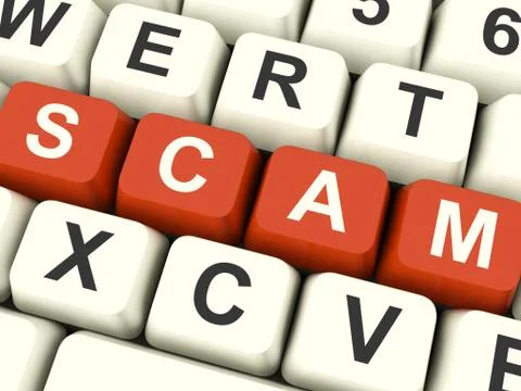 Scam computer keys showing swindles and fraud イラスト素材