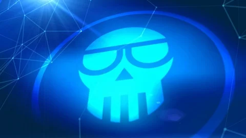 Scam cryptocurrency icon animation blue digital elements technology background Stock Footage 97013776