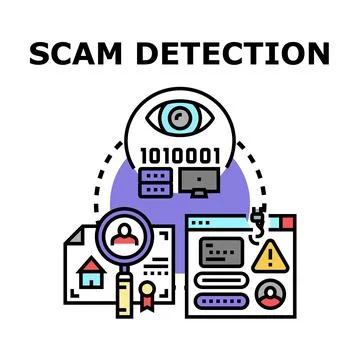 Scam detection preventing fraud and cybercrime online Stock Illustration
