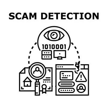 Scam detection preventing fraud and cybercrime online Stock Illustration