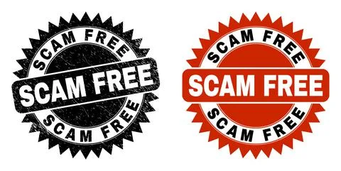 SCAM FREE Black Rosette Watermark with Unclean Texture Stock Illustration