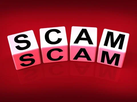 Scam means fraud scheme to rip-off or deceive Stock Illustration