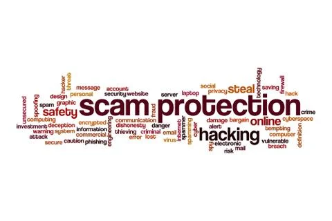 Scam protection word cloud concept Stock Illustration