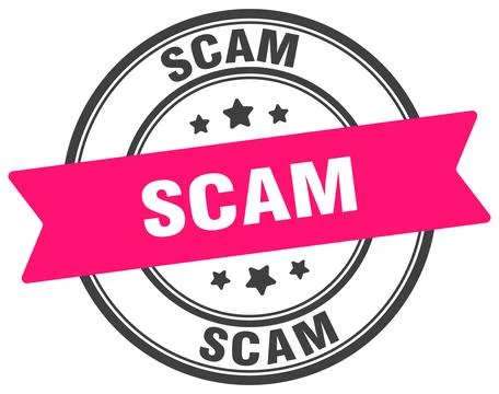 Scam stamp. scam label on transparent background. round sign Stock Illustration