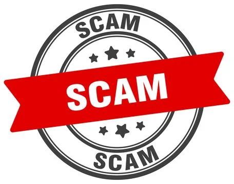 Scam stamp. scam label on transparent background. round sign Stock Illustration
