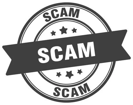 Scam stamp. scam label on transparent background. round sign Stock Illustration