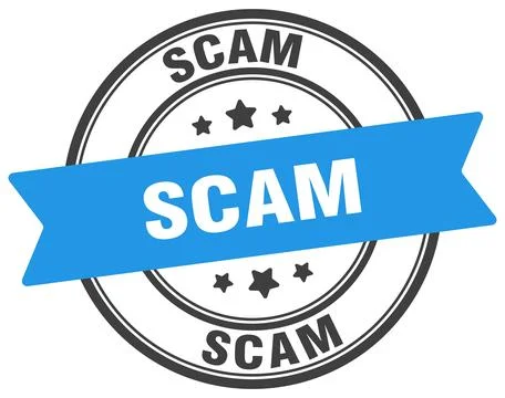 Scam stamp. scam label on transparent background. round sign Stock Illustration