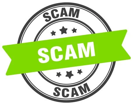 Scam stamp. scam label on transparent background. round sign Stock Illustration