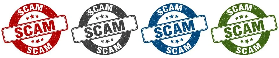 Scam stamp. scam round stamp set isolated on white background Stock Illustration