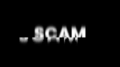 Scam text with glitch effects on a black background. Stock Footage 263907994