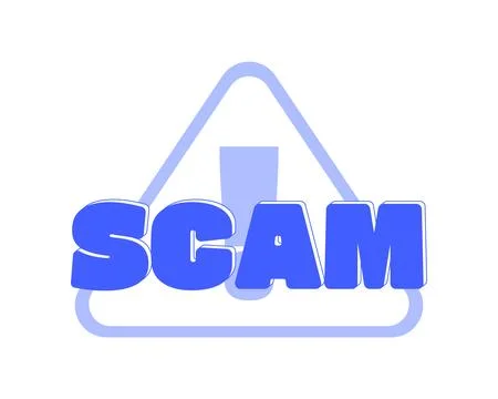 Scam warning monochromatic blue reaction word Stock Illustration