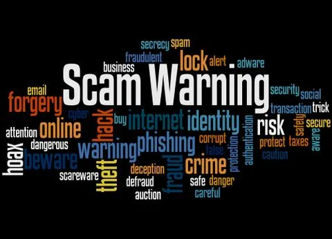 Scam Warning, word cloud concept Stock Illustration