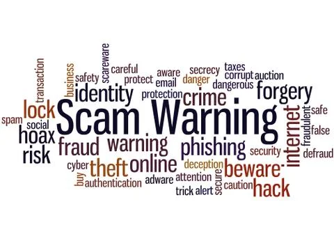 Scam Warning, word cloud concept Illustrazione stock