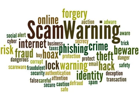 Scam Warning, word cloud concept Illustrazione stock