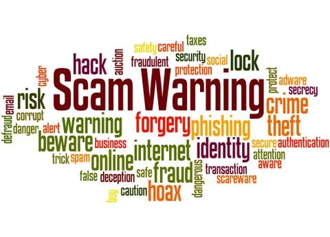 Scam Warning, word cloud concept イラスト素材
