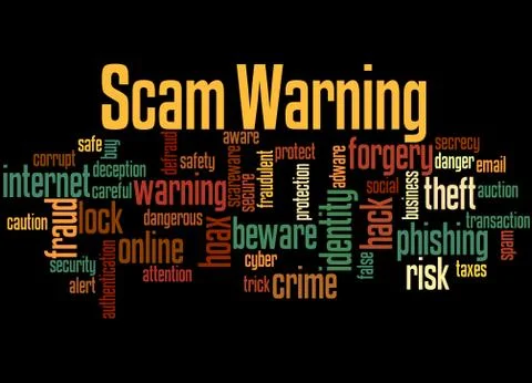 Scam Warning, word cloud concept Stock Illustration