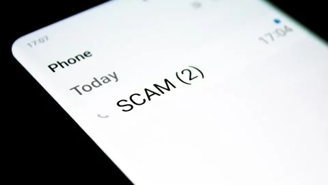 SCAM on your smartphone screen. Scam concept,animation Stock Footage 282596447
