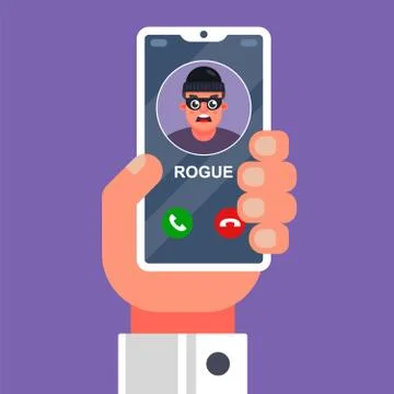 A scammer is calling on a cell phone Stock Illustration