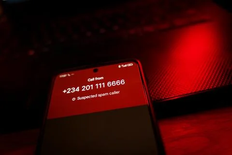 Scammer calling to people on cellphone Stock Photos