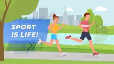 Scamper in park flat illustration Stock Illustration