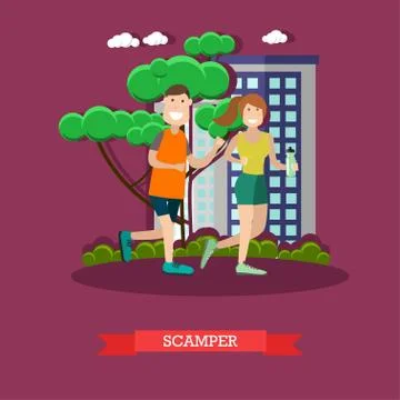 Scamper vector illustration in flat style Stock Illustration