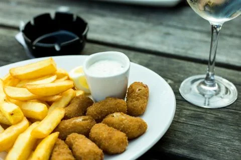Scampi and Chips Stock Photos