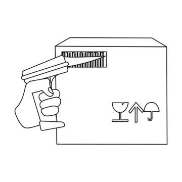 Scan the bar code on the box. Logistics and delivery single icon in outline 스톡 일러스트