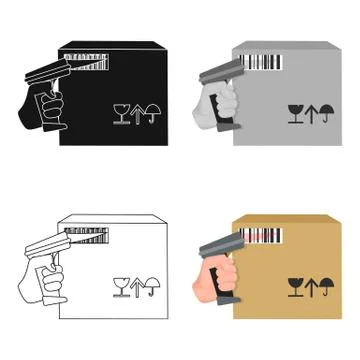 Scan the bar code on the box. Logistics and delivery single icon in cartoon Stock-Illustration