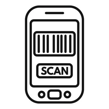 Scan bar code icon outline vector. Ticket pay label 库存插图