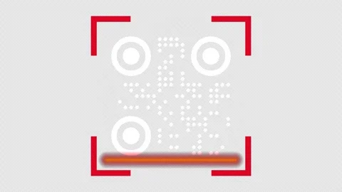 Scan barcode red light color on QR code  on transparent background 스톡 동영상 333607137